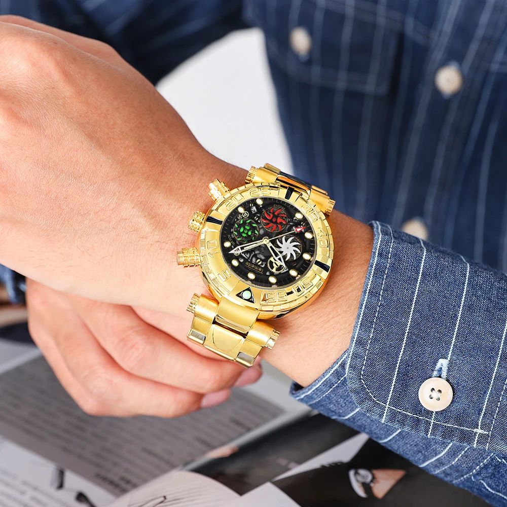 Мужские водонепроницаемые кварцевые часы из нержавеющей стали с хронографом |