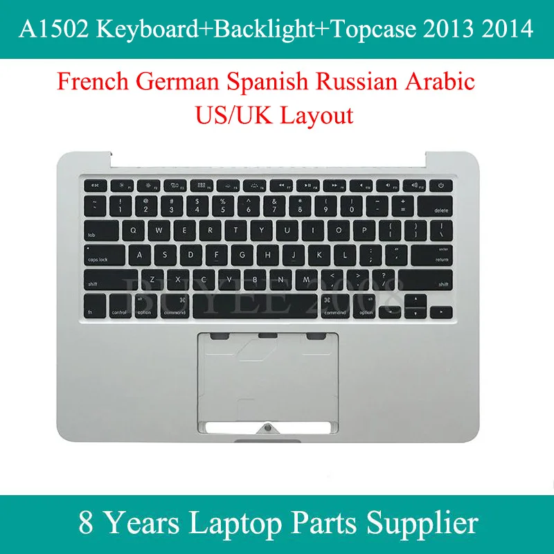 

For Macbook Pro A1502 2013 2014 Topcase Keyboard Backlight Azerty French German Spanish Russian Arabic FR RU SP US UK Keyboard