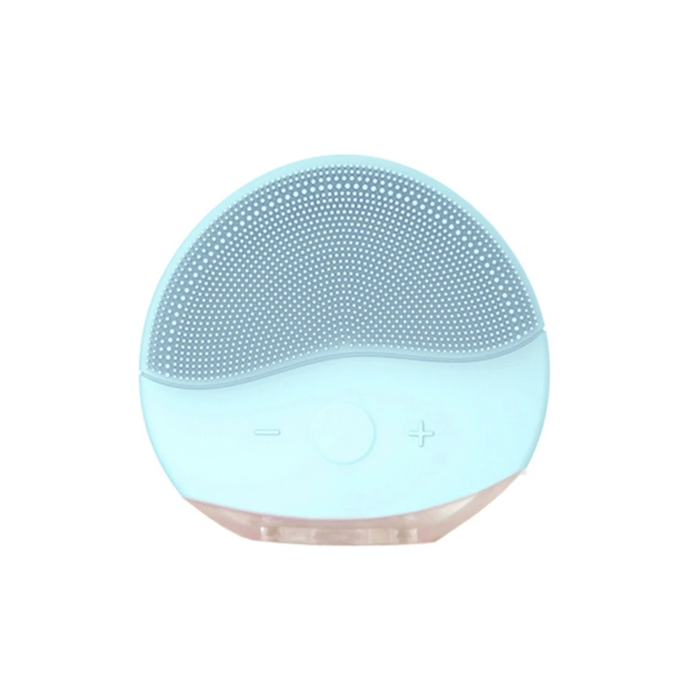 blue USB Charger Electric face Facial Cleansing Brush foreoing Silicone Electric Cleaner Deep Pore Cleaning Waterproof Skin Massage - Color: blue