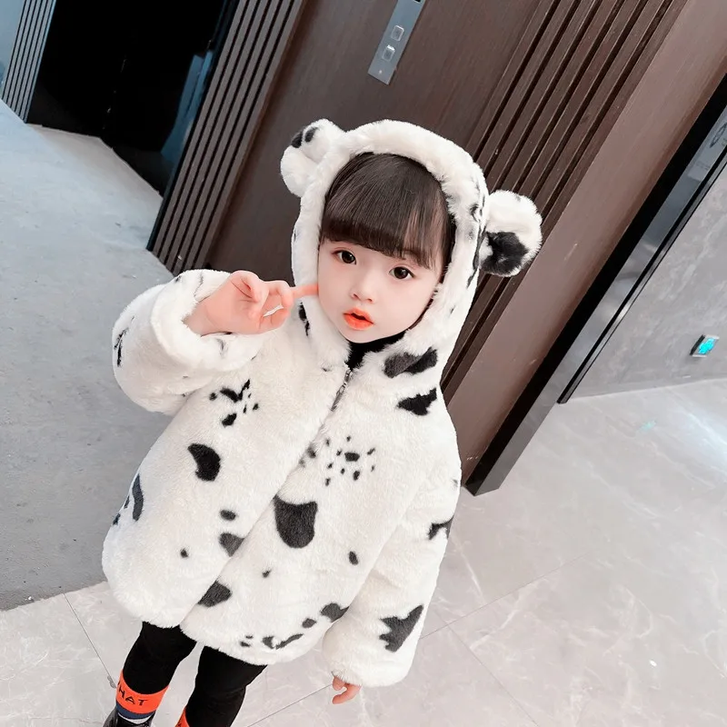 

Пальто для девочек, Осень-зима 2021, Детские повседневные куртки, детская верхняя одежда, уличные теплые плюшевые топы с мультяшным рисунком д...