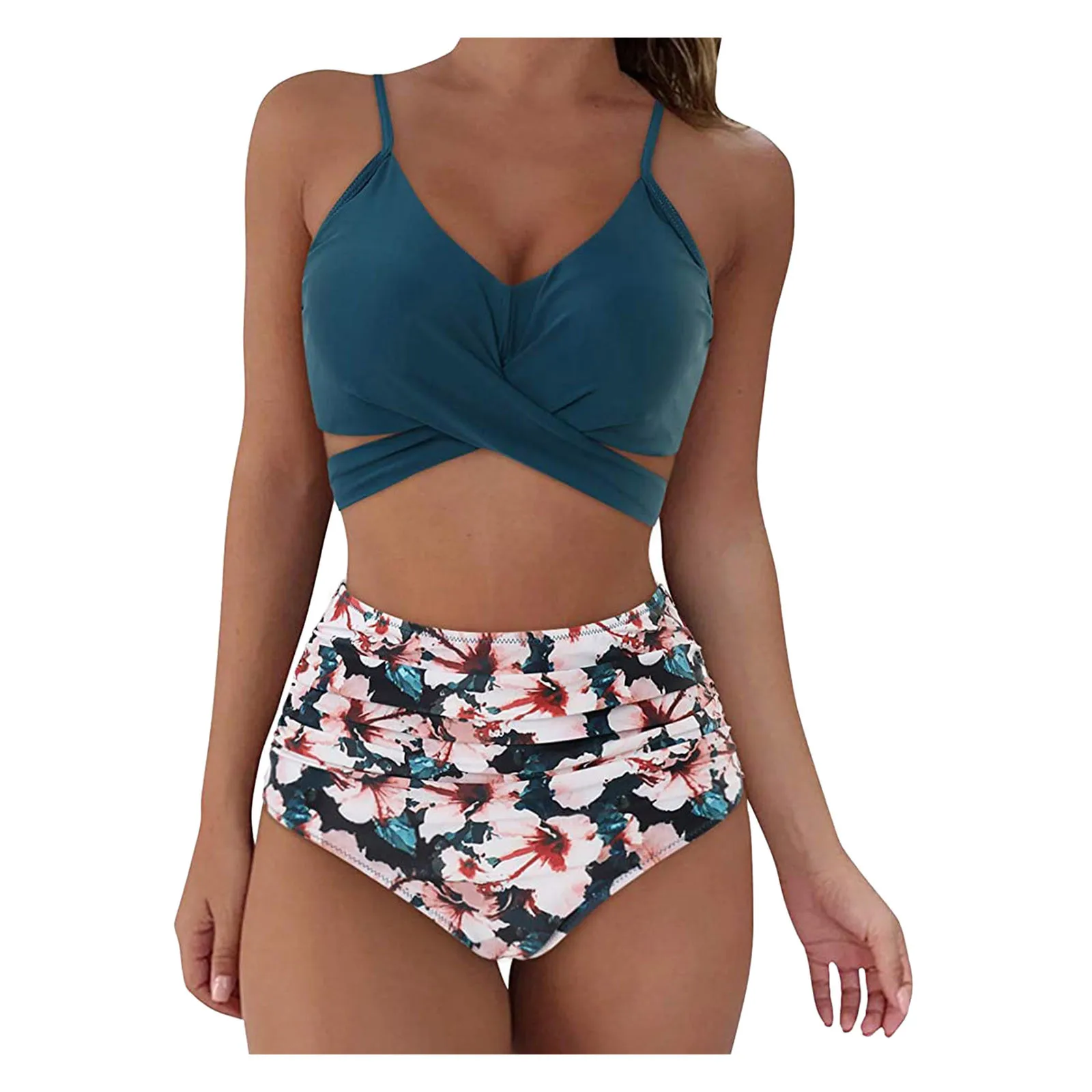 

Women Soild Print Bikini Set Push Up Bathing Swimwear High Waist Swimsuit Brazilian Bathing Suit Summer Beach Wear Swimming Suit