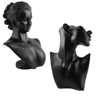black resin material elegant female mannequin for fashion necklace pendant bust jewelry display holder jewelry store display