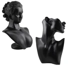Черный полимерный материал элегантный женский манекен для модного ожерелья подвеска Бюст Держатель для ювелирных изделий ювелирный магазин дисплей