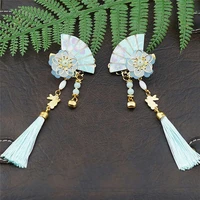 new hanfu accessories fan shaped sweet hair accessories diy hand tassel headdress adult childrens chinese style hairpin