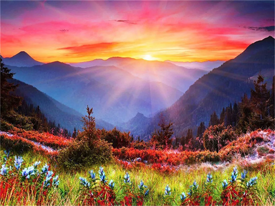 

5D DIY Mountain Landscape Diamond Painting Kits Full Square Round with AB Drill Mosaic Embroidery Cross Stitch Art Crafts