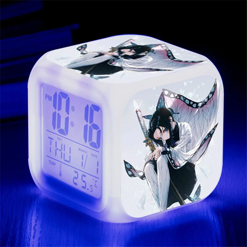 Demon Slayer Kimetsu No Yaiba Kamado Tanjirou Nezuko будильник светодиодный 7 цветов Вспышка Изменение