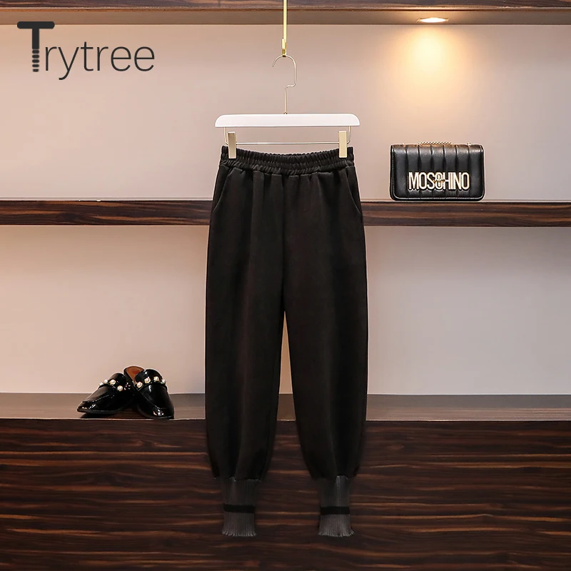 Trytree 2019 осенне зимний комплект из двух предметов Повседневный свитер с круглым