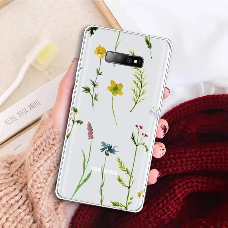 

Luxury Tropical plants Flower Phone Case Transparent For Samsung Galaxy A 71 21s S note 8 9 10 plus 20 ultra
