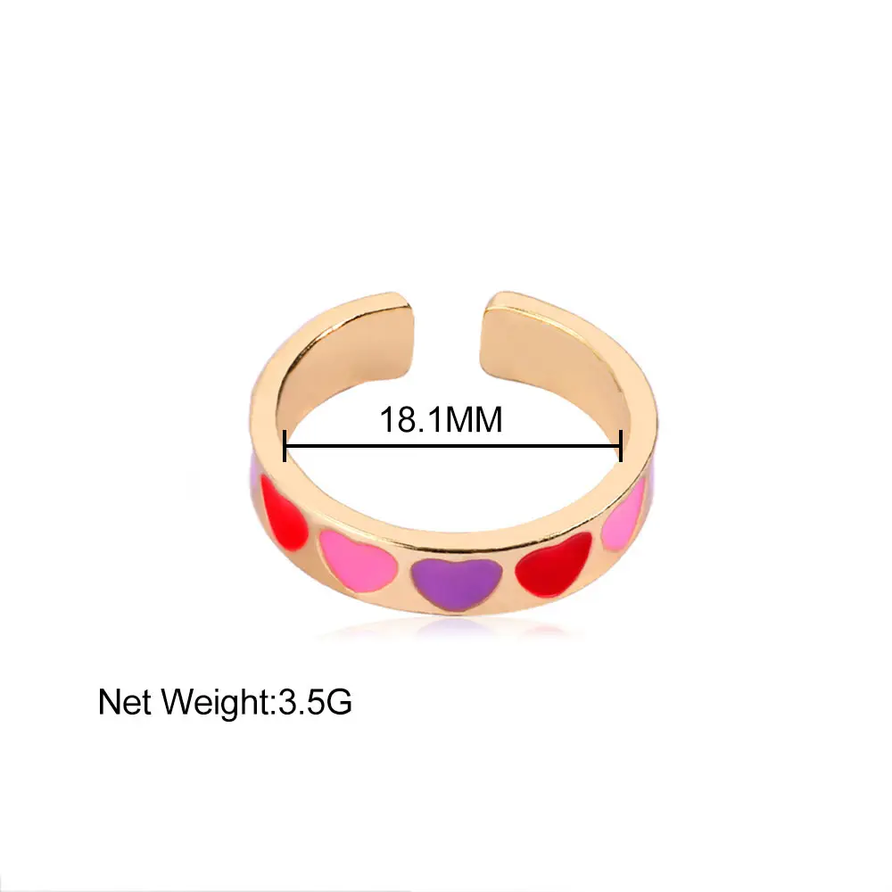 

Flatfoosie Vintage Colorful Enamel Love Heart Rings for Women Simple Metal Gold Color Open Rings Couple Romantic Jewelry Gift