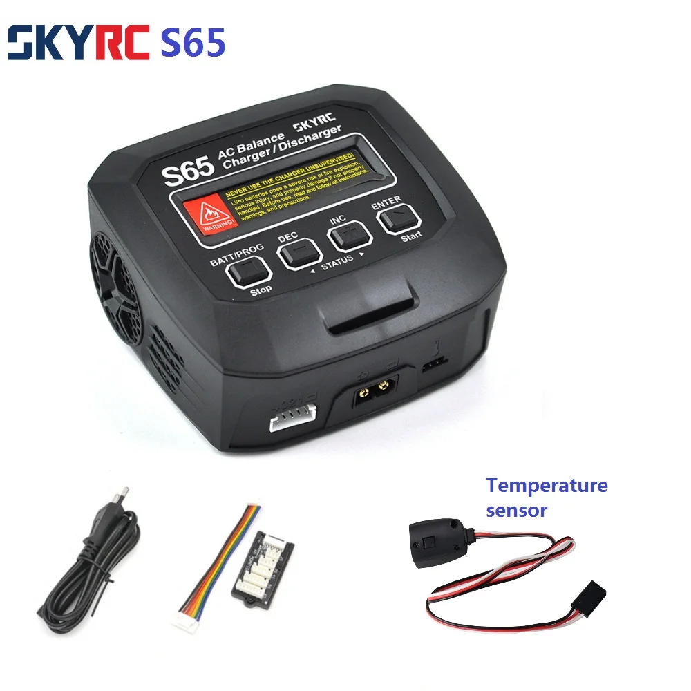 

SKYRC S65 AC Balance XT60 Connector 65W 6A Smart Charger Discharger with senor for LiPo/LiFe/Lilon/NiMH/NiCd/PB/LiHV battery