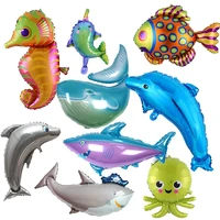 1pcs balloon sea theme childrens birthday party dolphin octopus seahorse shark tropical fish aluminum film ballon