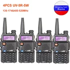 Портативная рация BAOFENG UV-5R-5W, частотный диапазон 136-174400-520 МГц, защита IP55, комплект 4 шт, черный