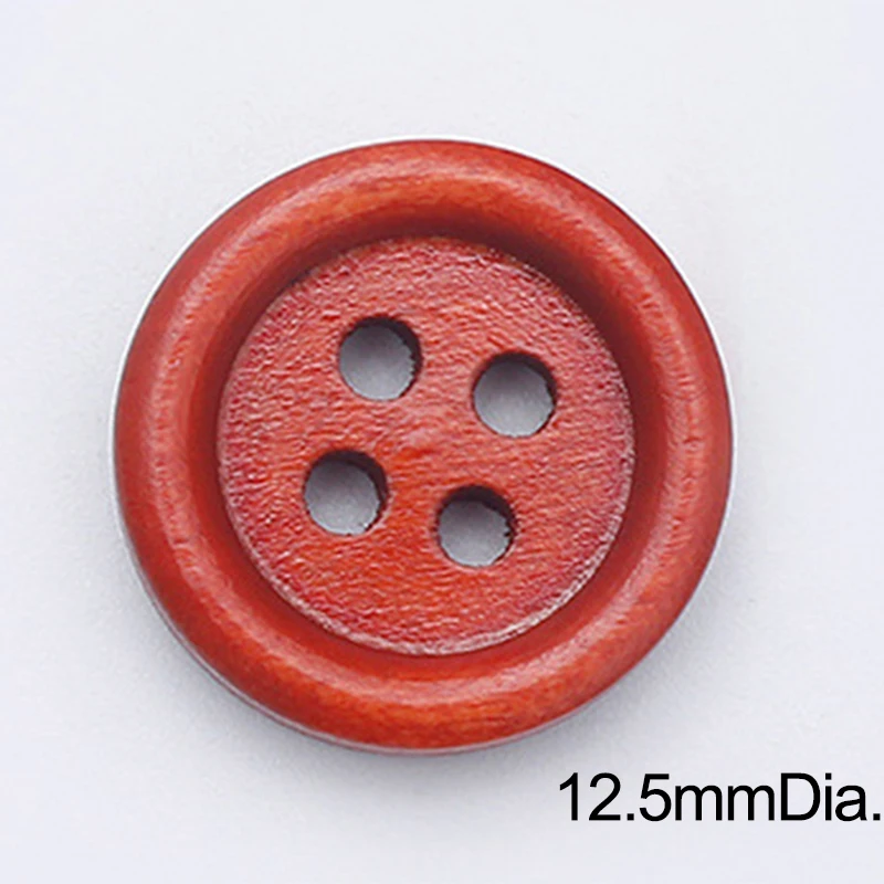 

12.5mm 100PCs Natural Wood Round Wooden Buttons Coffee Red DIY Sewing Scrapbooking For Clothes Handmade 2 Holes 4 Holes