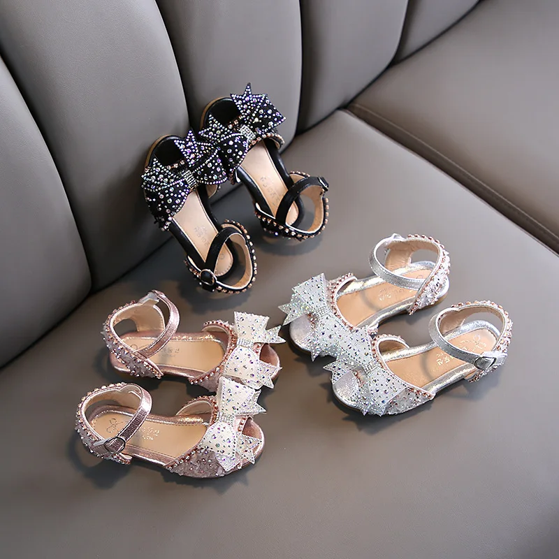 

Girls Sandals Baby Kids Fashion Casual Shoes Kids Beach Sandals 2020 Summer Toddler Children Beading Bowknot Pu Leather Sandals