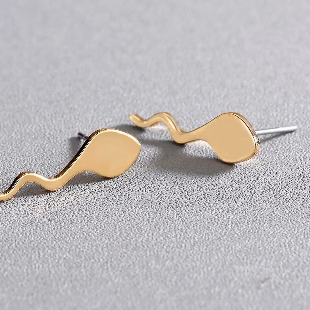 

Chereda Statement Tadpole Stud Earring Funny Male Sperm Earrings Female Lover Ear Studs Personality Jewelry