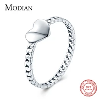 modian authentic 925 sterling silver simple brillar cadena fashion finger ring elegant heart fine jewelry for female women gift