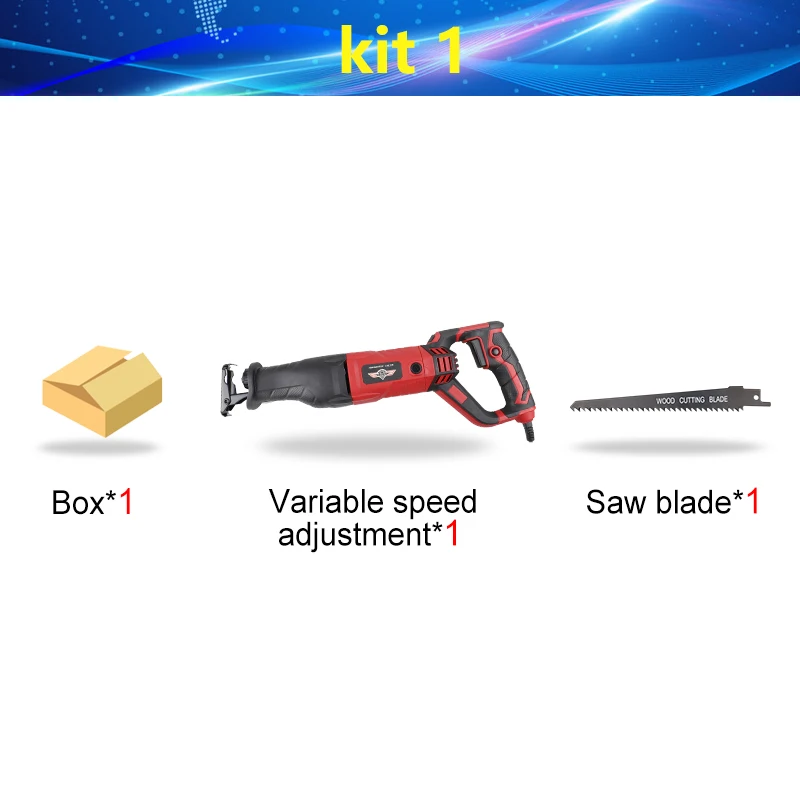 900W kit1 Электрическая 900 Вт/1050 Вт возвратно-поступательная пила, Сабельная пила, ручная пила для дерева, металла, пластика, мяса, кости, многофункциональная пила с лезвием - Цвет: 900W kit1