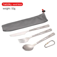 new half polished titanium cutlery set camping knife fork and spoon tablware set for home use travel camping cutlery set in case