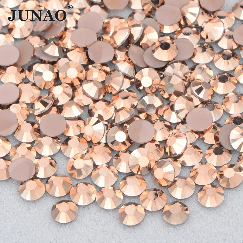 

JUNAO 2, 3, 4, 5, 6 мм, розовое золото, плоская задняя часть, стразы, круглые, для ногтей, для лица, хрустальные камни, страз, наклейки для DIY ювелирных ...
