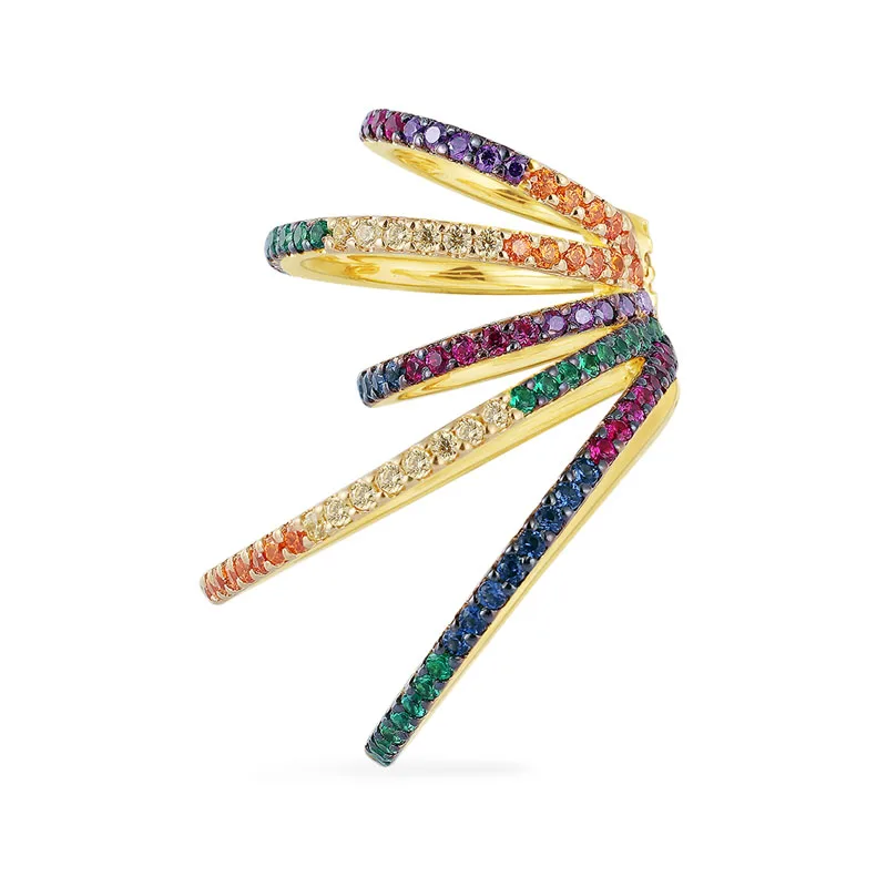 Женские серьги Клипсы из серебра 925 пробы с разноцветным цирконием|Серьги-клипсы|