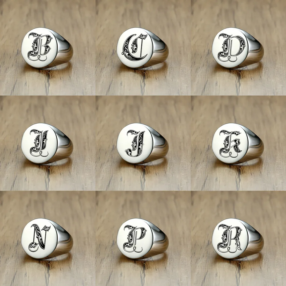 Vnox 20mm Chunky Personalize Round Top Signet Ring for Men Glossy Heavy Stainless Steel Stamp Ring Punk Male Boy Custom Gifts