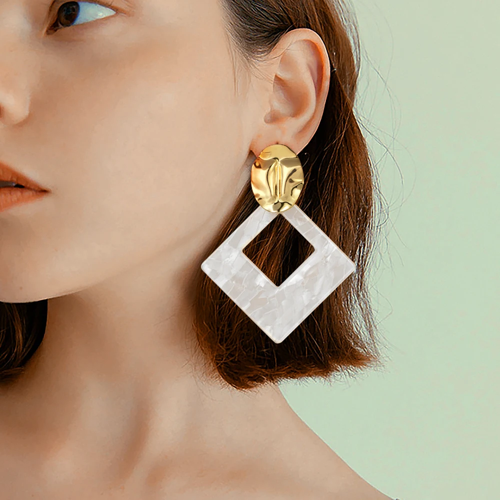 Новые женские серьги-подвески геометрические золотистые металлические круглые