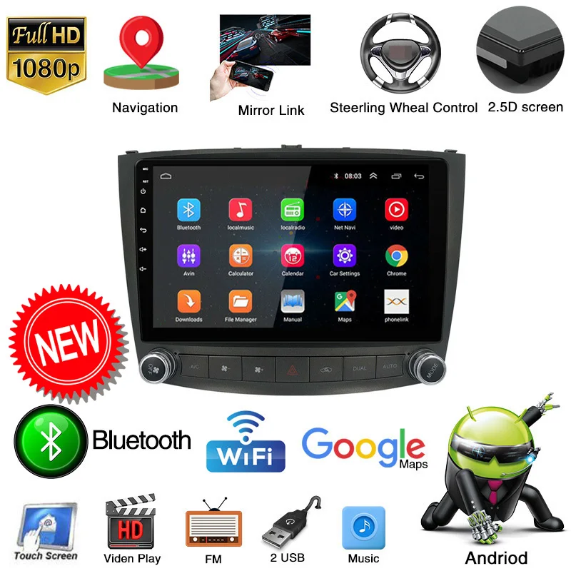 2 Din Android 10 1 автомобильный DVD плеер радио GPS навигация WIFI стерео для Lexus IS250 IS350 2005 2010