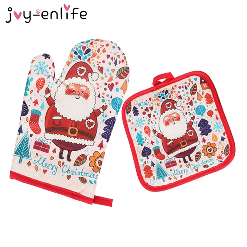 5pair Christmas Baking Anti-Hot Gloves Pad Oven Dining BBQ Kitchen Mat New Year 2021 Natal Noel Xmas Party Decoration Supplies | Дом и сад