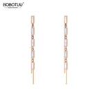 Женские длинные серьги Lokaer, из титановой стали, с кисточками в богемном стиле, из розового золота, черного акрила, E19143