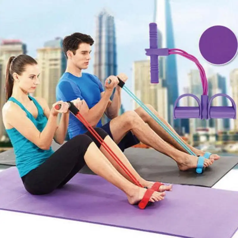 4 трубки резистивные резинки латексный тренажер для педалей натяжные йоги