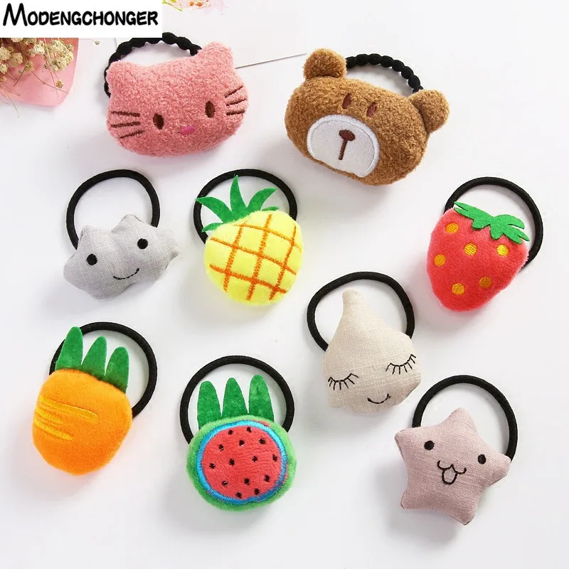 Детские резинки для волос 1 шт. эластичные с плюшевой мишкой Кроликом кошкой и