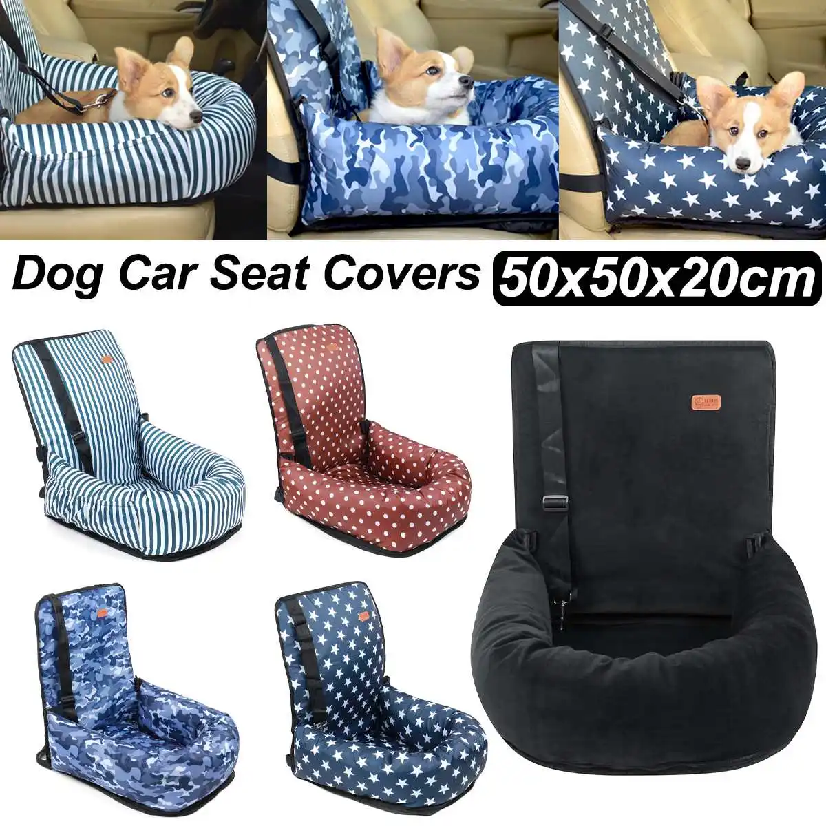 

50x50x20CM Oxford Cloth Rear Front Single Seat Cover Soft Dog Car Seat Removable Waterproof Safety for Medium Small Dogs Cats