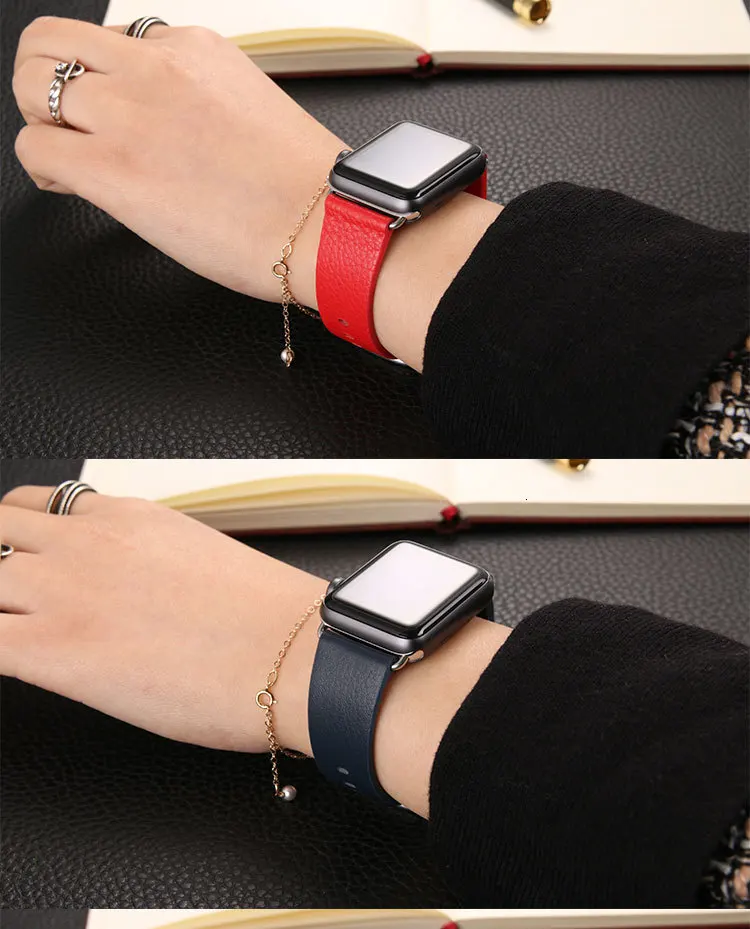 wrist Band for Apple Watch 44mm 40mm genuine leather loop 38mm 42mm for iwatch series 5 4 3 2 1 Strap link Bracelet women straps