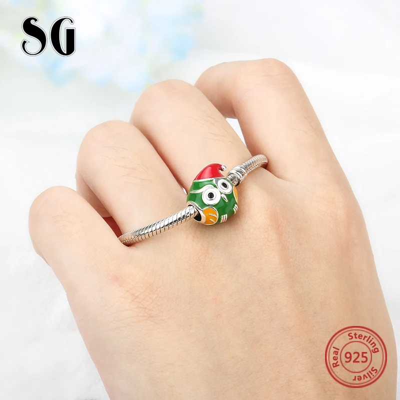 SG AliExpress, модная шапка, Сова, подвески, бусины, аксессуары для браслета pandora, серебро 925, оригинальное Изготовление ювелирных изделий, сделай сам, Рождество