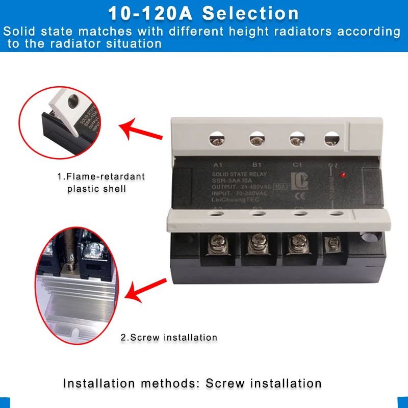 Трехфазное твердотельное реле LC SSR 10AA 25AA 40AA 60AA 80AA 100AA 120AA 70-280 В переменного тока 24-480