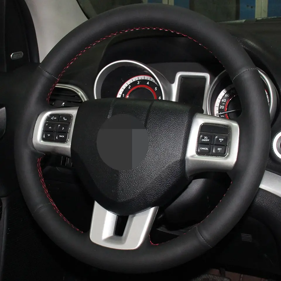 DIY черная искусственная кожа ручной сшитый автомобильный чехол на руль для Dodge большой караван путешествие Мститель Дуранго