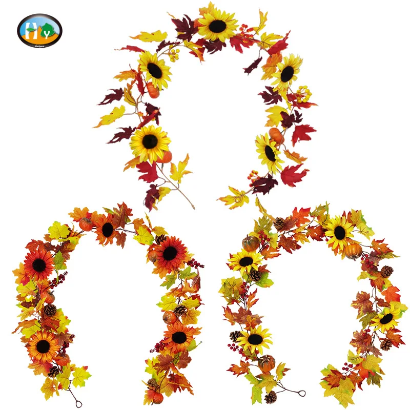 

Осенний кленовый лист Хэллоуин украшение интерьер настенное моделирование Подсолнух Тыква Урожай праздничное украшение