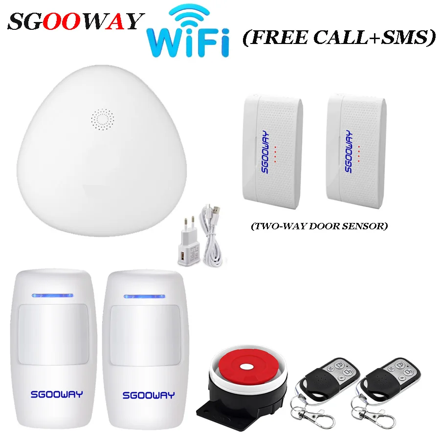 V10 Bundle D Sgooway 433 МГц беспроводная Wifi домашняя охранная сигнализация с двухсторонними датчиками - Цвет: V10 Bundle D