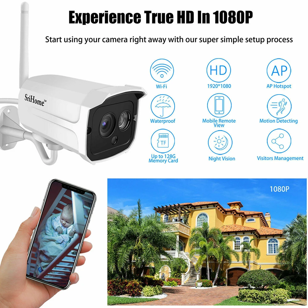 Sricam 1080P PTZ IP камера наружная скорость купольная беспроводная видеокамера с Wi-Fi панорамирование наклона 4X зум ИК Сеть видеонаблюдения ONVIF