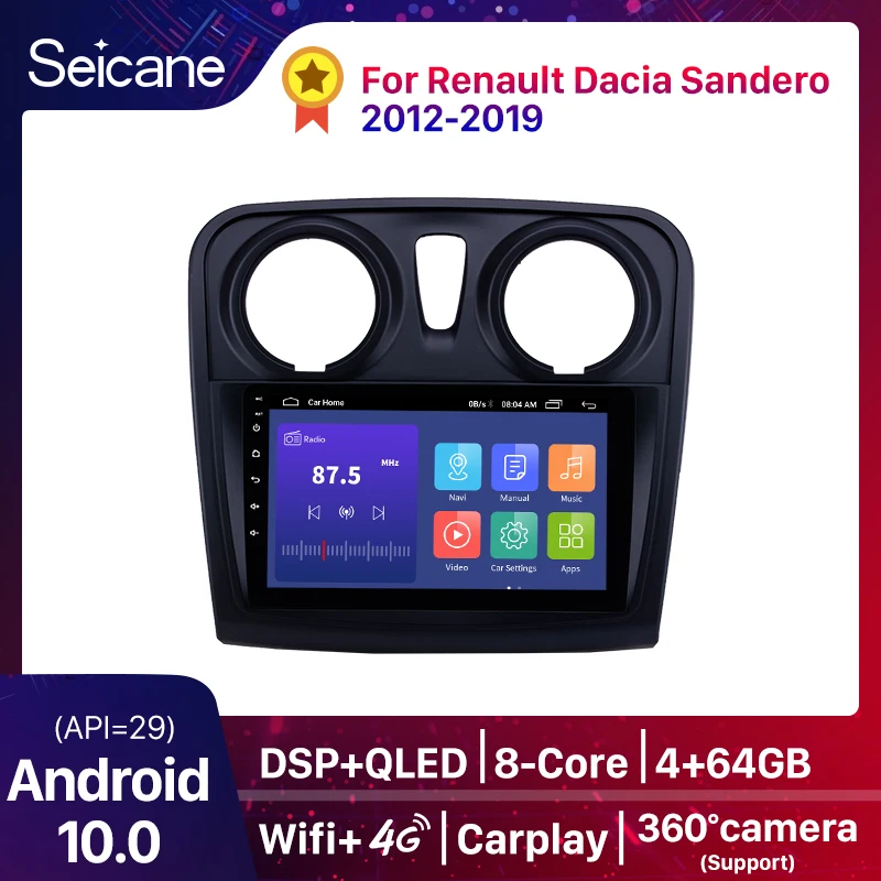 Seicane 9 дюймовый автомобильный мультимедийный плеер 2 din Android 10 0 для Renault Dacia Sandero 2012