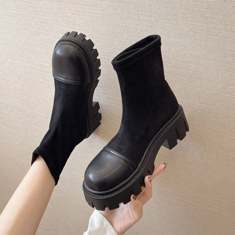 

Women's Knee-length Boots Solid Color Suede Thick-soled Waterproof Snow Boots Comfortable Non-slip Outdoor Warm Martin Boots