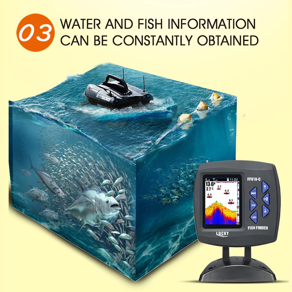 

LUCKY FF918-CWLS Smart Fish Finder Wireless Fishing Finder Depth 300M Sonar Sensor Echo Sounder Fish finder Lake Sea Fishing