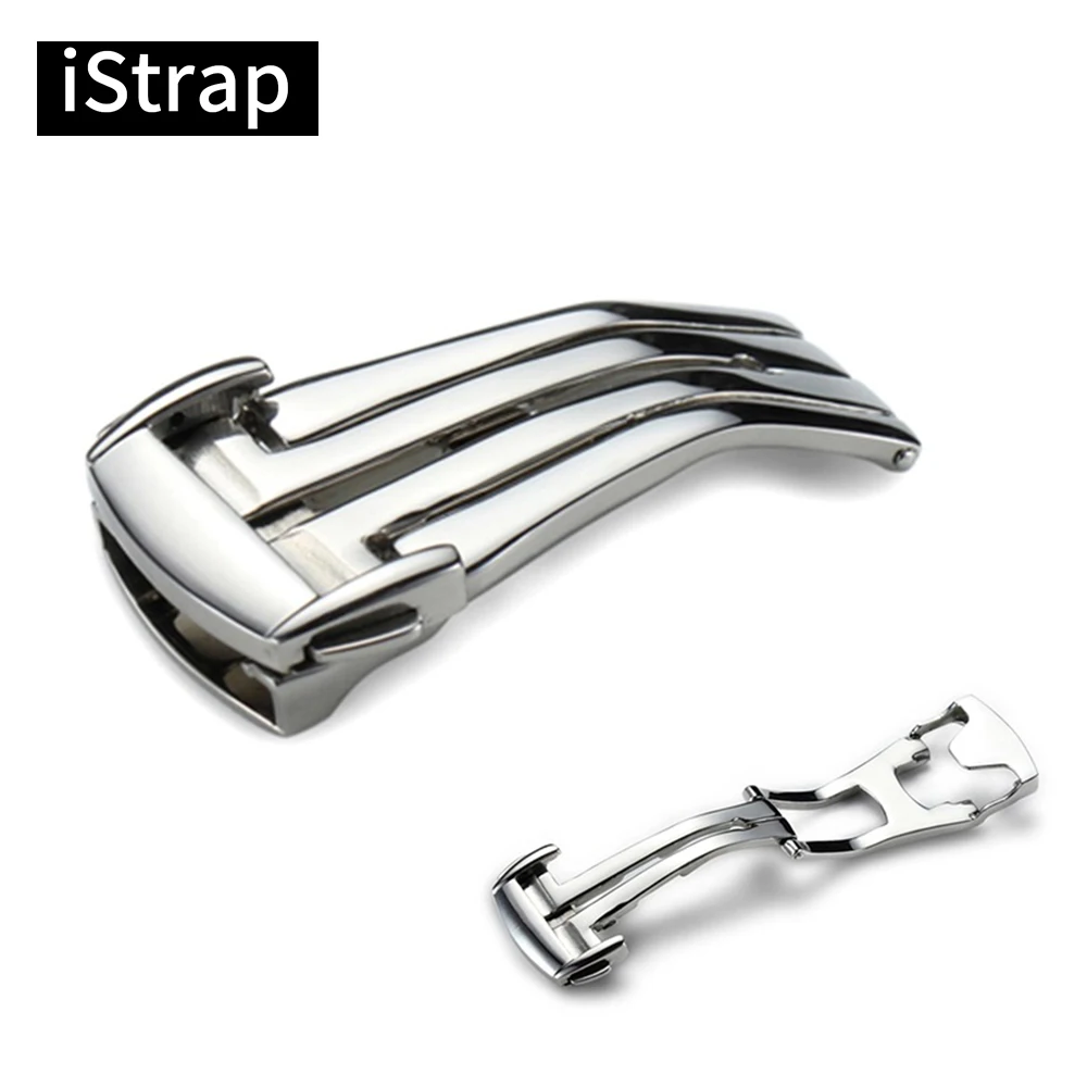 

iStrap 16mm 18mm 20mm silver 316L Stainless Steel Polished Deployment Watch Buckle Clasp For Omega Watch Strap Band