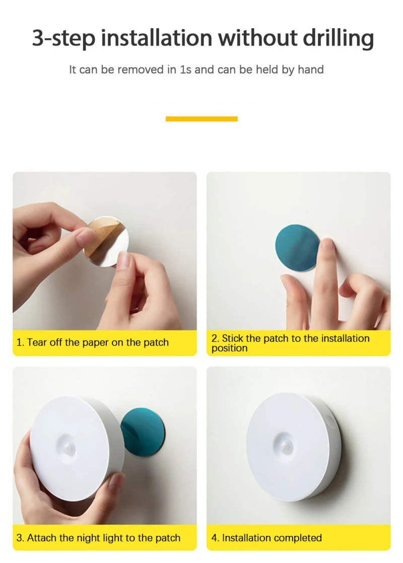 

2020 New 9 LED Round Motion Sensor Night Lights PIR Induction Lamp Cabinet Closet Wireless Lamp For Kitchen Bedroom Washroom