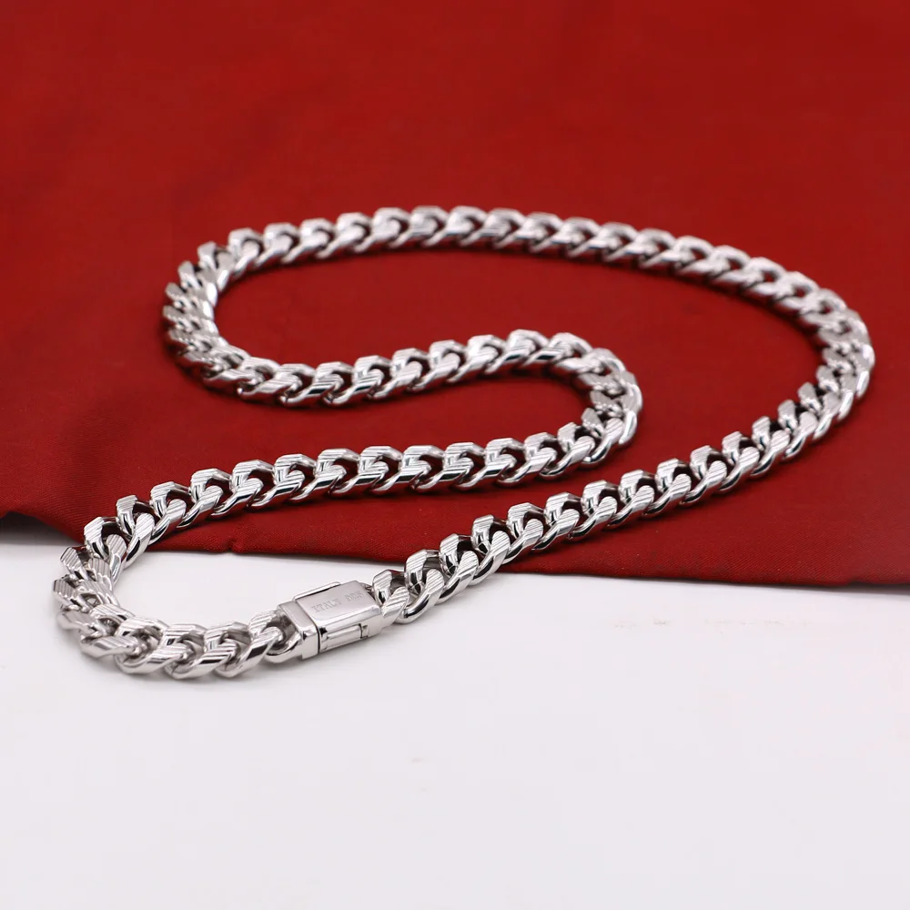 Цепочка мужская из серебра 925 пробы с волнистыми звеньями 10 мм | Украшения и