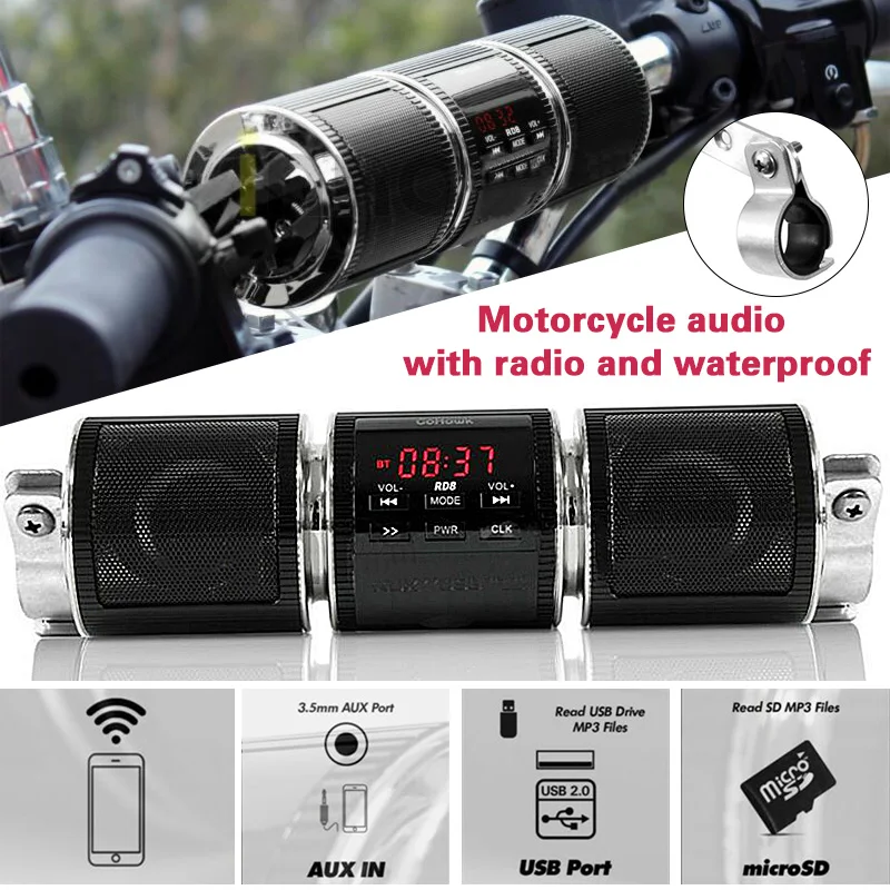 Bluetooth Колонка для мотоцикла водонепроницаемая мотоциклетная стереоколонка FM
