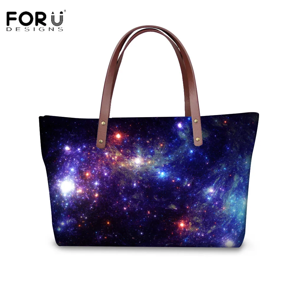 

FORUDESIGNS Galaxy Star Print Tote Bags for Women Lage Capacity Women Handbag Female Shoulder Bags Sac a Main Femme PU Purse