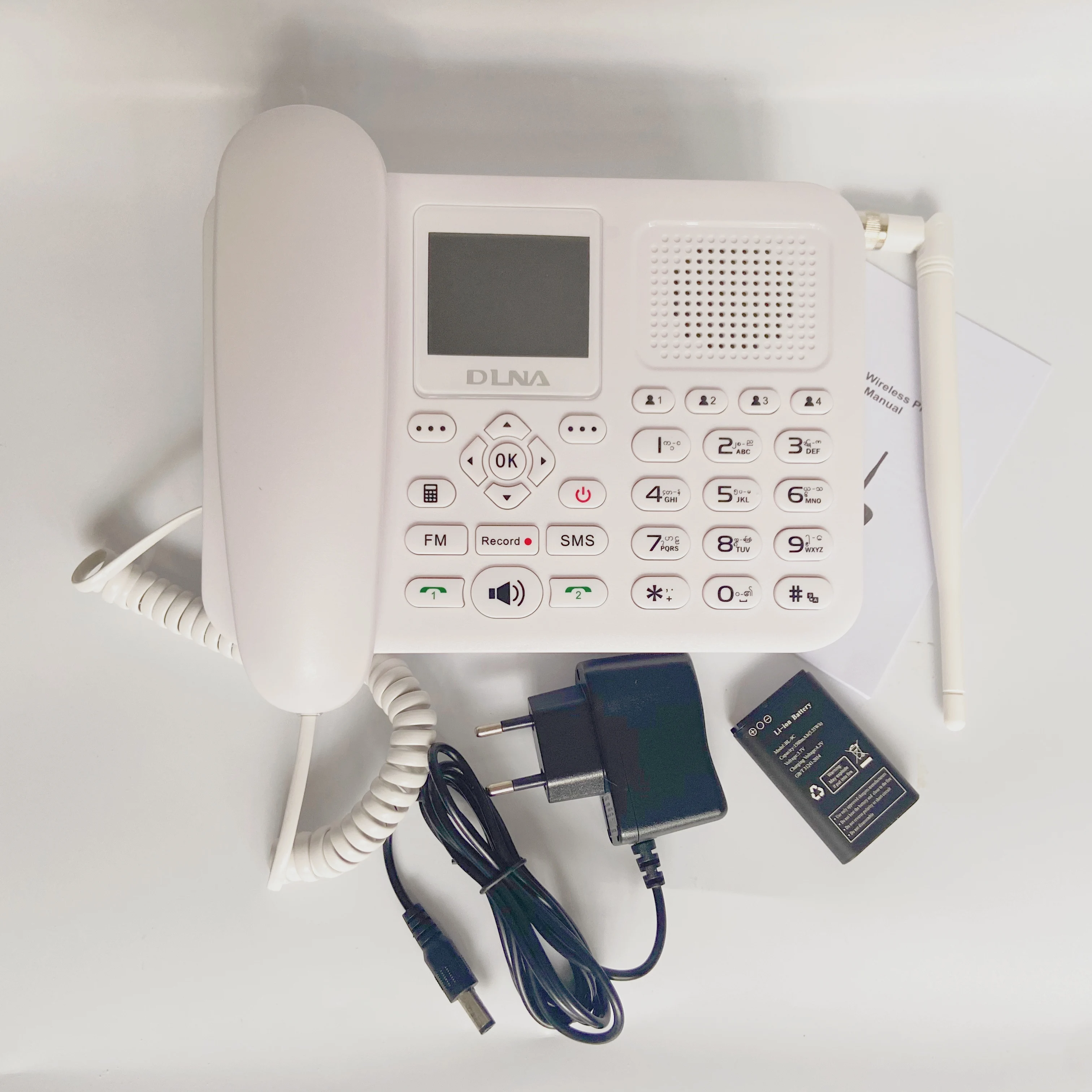 multi languages cordless phones with colorful lcd gsm 85090018001900 wireless fixed phone desktop telephone for office home free global shipping