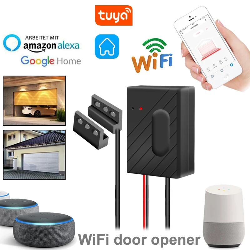 

WiFi Garage Door Opener Smart Gate Door Controllor Compatible With Alexa Echo Google Home Smart Life Tuyasmart IOS Android APP