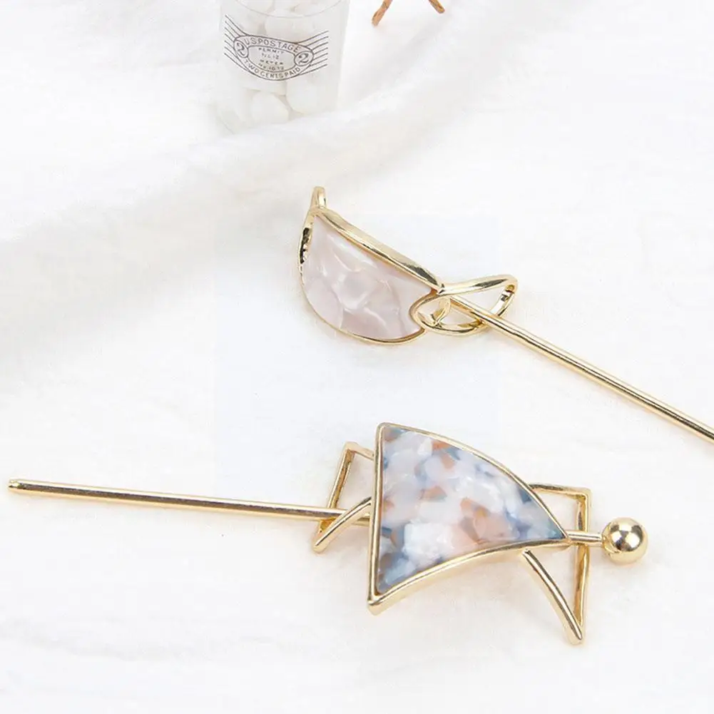 

Exquisite Women Geometric Shape Alloy Hair Sticks Vintage Headwear Acetate Accessory Metal Hair Hairpin Hair Clip N4m9